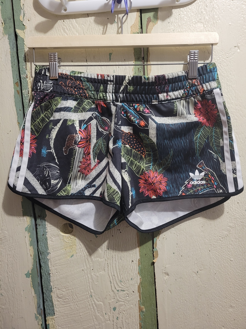 adidas Black Tropical Floral Athletic Shorts